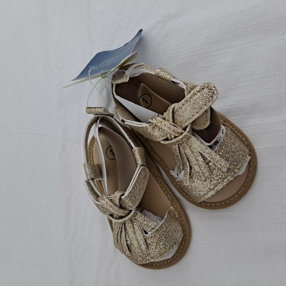 Gold Toddler Sandals Tassel Sparkle Size 1